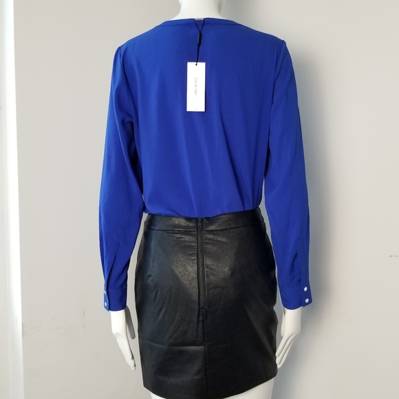 Calvin Klein Blue Blouse S NWT - Picture 3 of 10